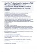 Certified Professional in Healthcare Risk Management Self-Assessment Examination (CPHRM SAE) Complete QBank Answered Correctly: Summer 2023/24