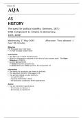 AQA AS HISTORY The quest for political stability: Germany, 1871–1991 Component 1L MAY 2023 QUESTION PAPER: Empire to democracy, 1871–1929