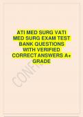 ATI MED SURG VATI MED SURG EXAM TEST BANK QUESTIONS WITH VERIFIED CORRECT ANSWERS A+ GRADE