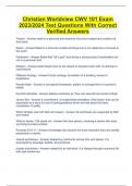 Christian Worldview CWV 101 Exam 2023/2024 Test Questions With Correct Verified Answers