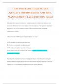 C430- Final Exam HEALTHCARE QUALITY IMPROVEMENT AND RISK MANAGEMENT- Latest 2023 100% Solved