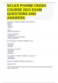 NCLEX PHARM CRASH COURSE 2023 EXAM QUESTIONS AND ANSWERS