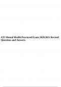 ATI Mental Health Proctored Exam 2020/2021 Revised Questions and Answers.