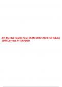 ATI Mental Health Final EXAM 2022-2023 (50 Q&As) 100%Correct A+ GRADED.