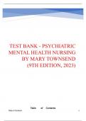 TEST BANK FOR  PSYCHIATRIC MENTAL HEALTH NURSING BY MARY TOWNSEND  9TH EDITION 2024 LATEST UPDATE BY MARY TOWNSEND 