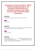 Neuroscience & Neurotransmitters: NR546/ NR 546 Psychopharmacology for the  Psychiatric-Mental Health Nurse Practitioner| Questions and Verified  Answers| Latest!! 2023/ 2024 Update| Chamberlain 