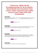 Final Exam: NR546/ NR 546 Psychopharmacology for the Psychiatric- Mental Health Nurse Practitioner Final Exam | Graded A Questions and Verified  Answers| Latest Update 2023/ 2024 |Chamberlain 