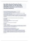 ServSafe Alcohol Practice Exam (Alcohol Portion of The Servsafe) 2023/2024 Questions and Answers (Verified Answers)