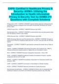 CHPS- Certified in Healthcare Privacy &  Security- AHIMA- Utilizing the  Introduction to Health Information  Privacy & Security Text by AHIMA-211  Questions with Complete Solutions