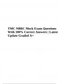 TMC NBRC Mock Exam Questions With 100% Correct Answers | Latest Update Graded A+