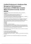 Certified Professional in Healthcare Risk Management Self-Assessment Examination (CPHRM SAE) Complete QBank Answered Correctly: Summer 2023/24.