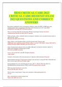 HESI CRITICAL CARE 2023 CRITICAL CARE HESI EXIT EXAM 2023 QUESTIONS AND CORRECT ANSWERS