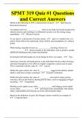 SPMT 319 Quiz #1 Questions and Correct Answers