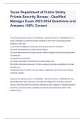 Texas Department of Public Safety Private Security Bureau - Qualified Manager Exam 2023-2024 Questions and Answers 100% Correct