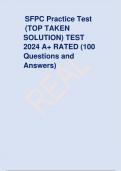 SFPC Practice Test  (TOP TAKEN SOLUTION) TEST  2024 A+ RATED (100  Questions and  Answers)