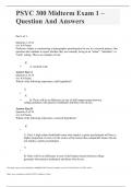 PSYC 300 Midterm Exam 1 – Question And Answers