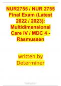 NUR2755 / NUR 2755 Final Exam (Latest 2021 / 2022): Multidimensional Care IV / MDC 4 - Rasmussen