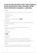 AGNP BOARD RESPIRATORY PRESCRIBING EXAM QUESTIONS AND ANSWERS WITH EXPLANATIONS GRADED A+ 2023/2024, AGNP BOARD EXAM HEALTH PROMOTION ASSESSMENT (52 QUESTIONS WITH ANSWERS AND EXPLANATIONS) & AGNP BOARD EXAM 2023/2024 CARDIOVASCULAR PRESCRIBING (QUESTIONS