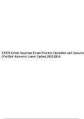 LEED Green Associate Exam Practice Questions and Answers (Verified Answers) Latest Update 2023/2024, LEED Green Associate Exam 1 Questions and Answers Latest Update 2023/2024 & LEED Green Associate Sample Exam Questions & Answers.