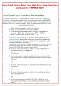 Excel Crash Course Exam from Wall Street Prep Questions And Answers (FINANCE 4201) U..