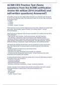 ACSM CES Practice Test (Some questions from the ACSM certification review 4th edition 2014 (modified) and self-written questions) Answered!!