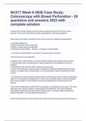 NU371 Week 6 HESI Case Study: Colonoscopy with Bowel Perforation - 28 questions and answers 2023 with complete solution