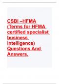 CSBI HFMA Exam With 100% Correct Answers 2023