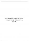 TEST BANK FOR THE DEVELOPING HUMAN, 9TH EDITION: KEITH L. MOORE