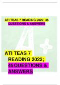 ATI TEAS 7 READING 2022 | 45 QUESTIONS & ANSWERS