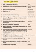 CVA Level 1 Exam Review (C) 1. What is the mortality rate of FIP: 100% 2. When holding a dog for a right cephalic blood draw: stand on the dog's left side 3. When handling psittacines: dim the lights 4. SOP stands for: standard operating procedures 5. 