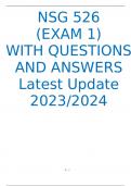 NSG 526  (EXAM 1)  WITH QUESTIONS AND ANSWERS  Latest Update 2023/2024