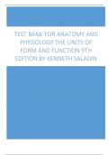 Test Bank for Anatomy and Physiology The Unity of Form and Function 9th Edition By Kenneth Saladin 2023