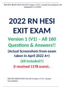 2022 RN HESI EXIT EXAM Version 1 (V1) – All 160 Questions & Answers!! (Actual Screenshots from exam taken in April 2022 A+) (All Included!!) (I received 1178 score)..  