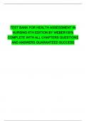 TEST BANK FOR HEALTH ASSESSMENT IN NURSING 6TH EDITION BY WEBER 100% COMPLETE WITH ALL CHAPTERS QUESTIONS AND ANSWERS GUARANTEED SUCCESS