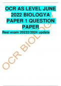 OCR AS LEVEL JUNE 2022 BIOLOGYA PAPER 1 QUESTION PAPER Real exam 20232/2024 update