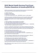 N322 Mental Health Nursing Final Exam Practice Questions & Answers(RATED A)