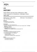 AQA AS HISTORY Stuart Britain and the Crisis of Monarchy, 1603–1702 Component 1D MAY 2023 QUESTION PPAPER: Absolutism challenged: Britain, 1603–1649