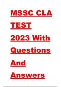 MSSC CLA TEST 2023 Questions and Answers 100% Correct