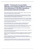 AO/RO - Training for Accountable Officials and Certifying Officers (Annual COL Refresher) FY20 2023 Questions and Answers Solved Correctly