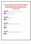 Exam 2: NR226/ NR 226 (2023/ 2024 Update) Fundamentals Patient Care Exam| 100%  Correct Questions and Verified Answers - Chamberlain 