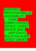 CERTIFIED  PROFFESSIONAL IN  ACCESSIBILITY   CORE  COMPETENCIES  (CPACC) LATEST  UPDATE 2023 /  IAPP CPACC  SOLUTION GUIDE LATEST UPDATE