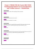 Exam 2: NR226/ NR 226 (Latest 2023/ 2024 Updates BUNDLED TOGETHER) Fundamentals Patient Care Exams| Graded A Questions and Verified Answers- Chamberlain 