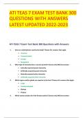 ATI TEAS 7 EXAM TEST BANK 300 QUESTIONS WITH ANSWERS LATEST UPDATED 2022-2023