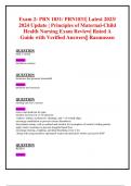 Exam 1,Exam 2 & Final Exams: PRN 1831/ PRN1831  (ALL NEW 2024/ 2025 Updates BUNDLED TOGETHER PACKAGE WITH SOLUTIONS)  Principles of Maternal Child Health Nursing| Questions and Verified Answers| 100% Correct| A Grade - Rasmussen