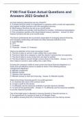 F100 Final Exam Actual Questions and Answers 2023 Graded A