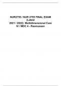 NUR2755 / NUR 2755 FINAL EXAM (Latest 2021 / 2022): Multidimensional Care IV / MDC 4 - Rasmussen