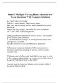 State of Michigan Nursing Home Administrator Exam Questions With Complete Solutions