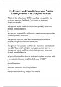 CA Property and Casualty Insurance Practice Exam Questions With Complete Solutions