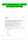    PSYC 140 Module 7 Exam –  PORTAGE LEARNING