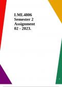 LML4806 Semester 2 Assignment 02 - 2023.